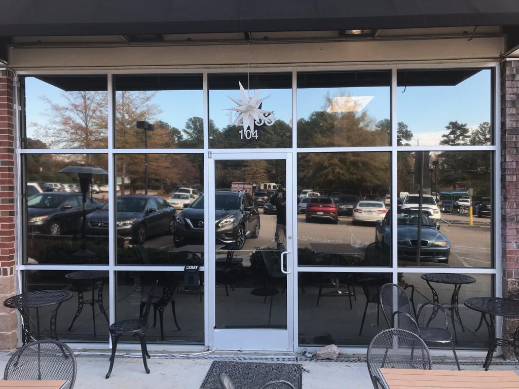 Outdoor shop commercial reflective window tint